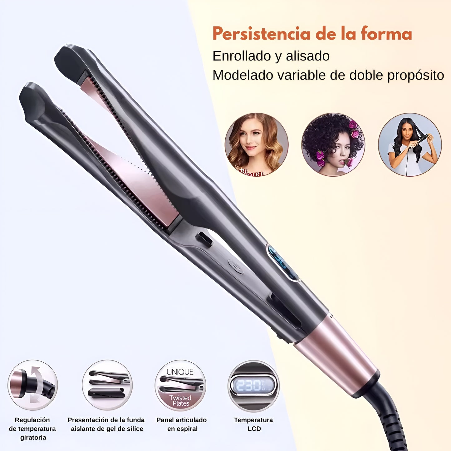 Estilizador 2 en 1 para Cabello Liso u Ondulado