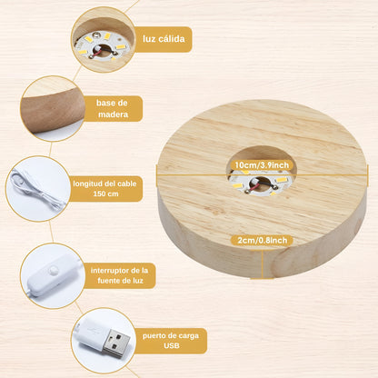 Lámpara Luna 3D en Cristal