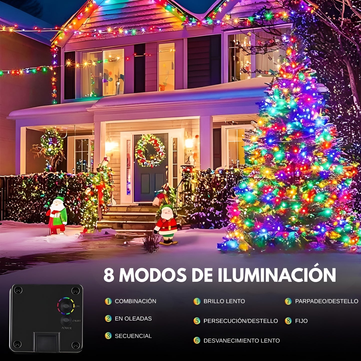 Luces Solares Navideñas Multicolor 400 LED – Impermeables