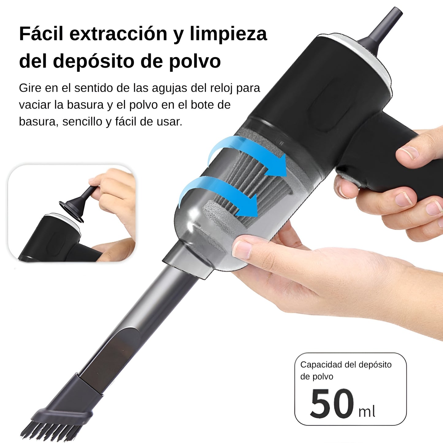 Mini Aspiradora Portátil con Boquillas Multifuncionales