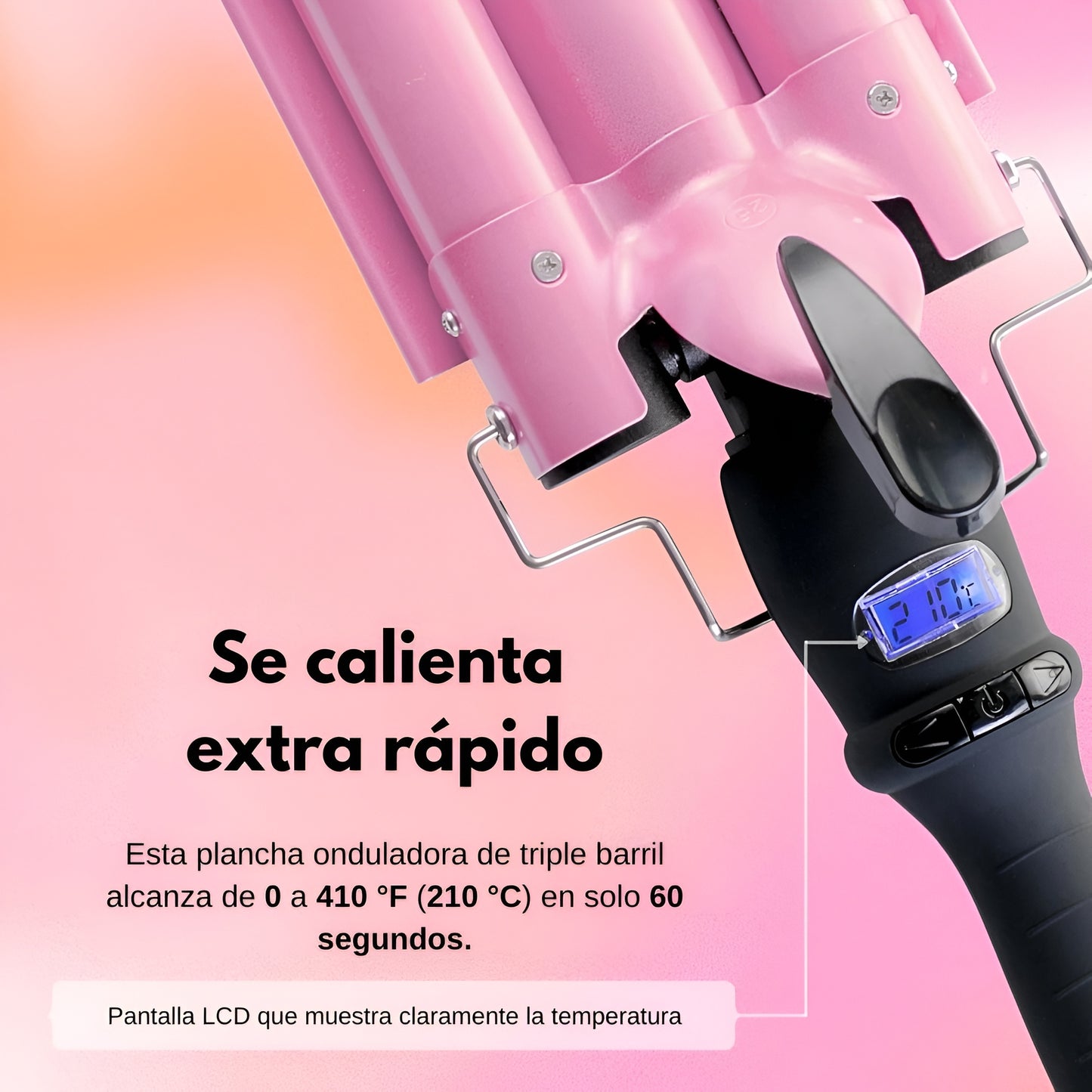 Rizador Triple Barril Profesional con Pantalla LCD