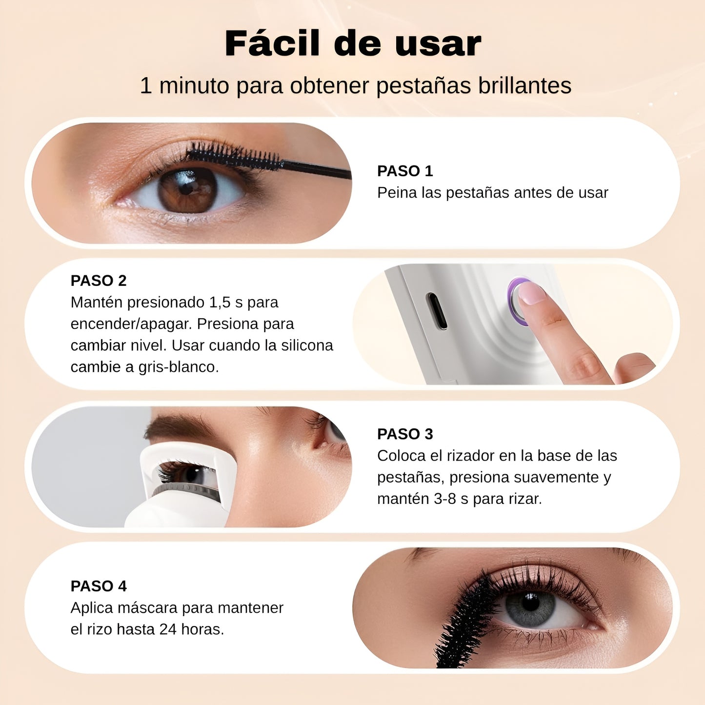 Rizador Compacto y Portátil para Pestañas Naturales