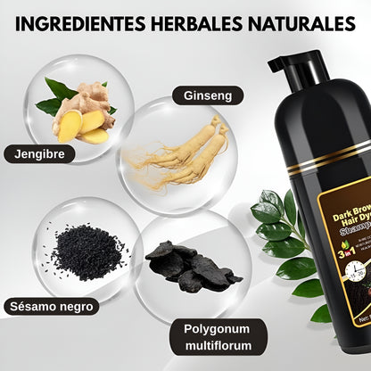Champú Tinte Natural Castaño Oscuro 3 en 1