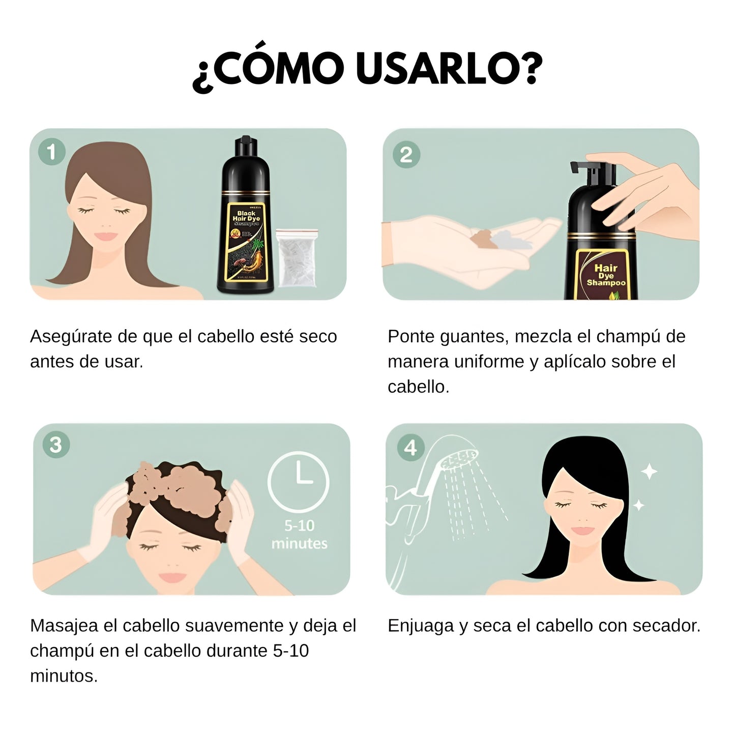 Champú Tinte Natural Castaño Oscuro 3 en 1